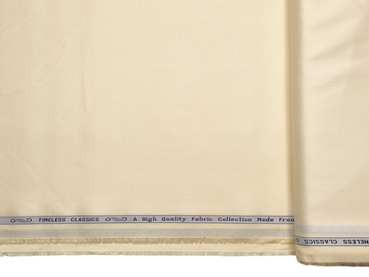Arvind 2/100s Superfine Premium Cotton Shirting Fabric (Cream, Dobby Design)