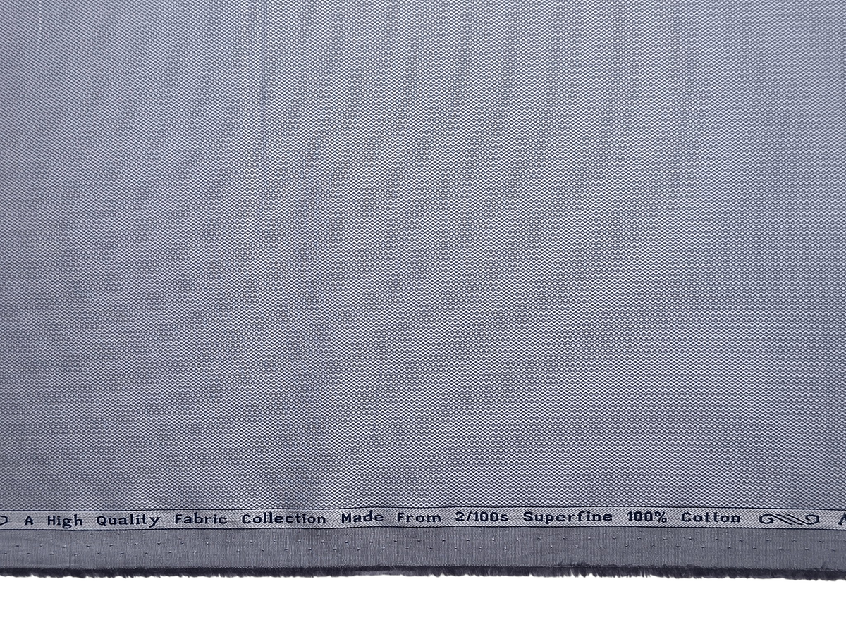 Arvind 2/100s Superfine Premium Cotton Shirting Fabric (Light Bluish Grey, Dobby Design)
