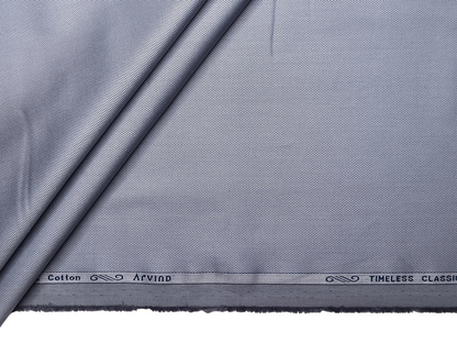 Arvind 2/100s Superfine Premium Cotton Shirting Fabric (Light Bluish Grey, Dobby Design)