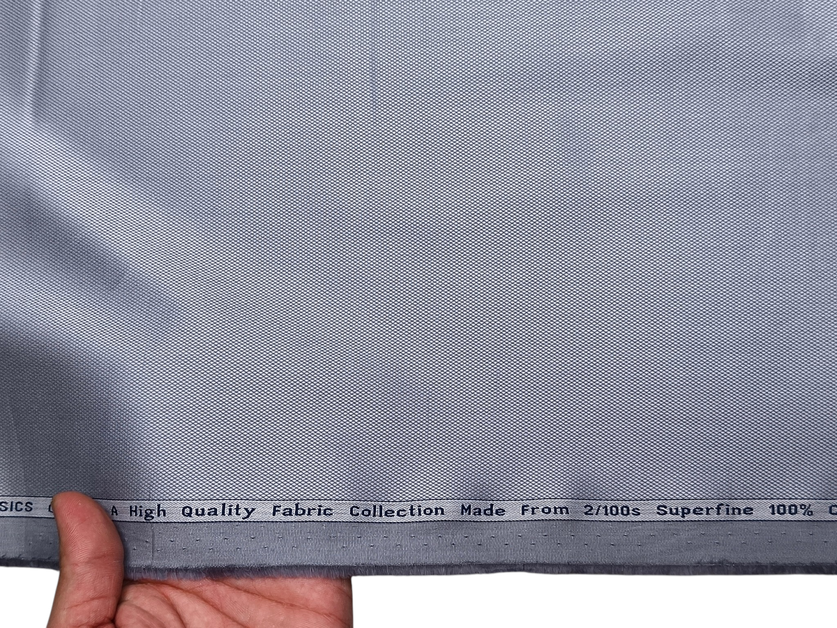 Arvind 2/100s Superfine Premium Cotton Shirting Fabric (Light Bluish Grey, Dobby Design)