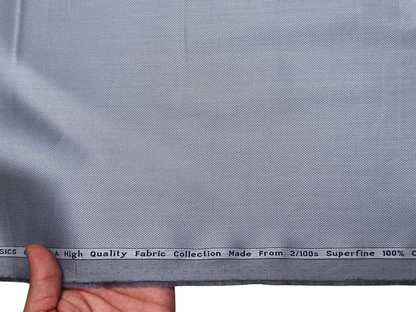 Arvind 2/100s Superfine Premium Cotton Shirting Fabric (Light Bluish Grey, Dobby Design)