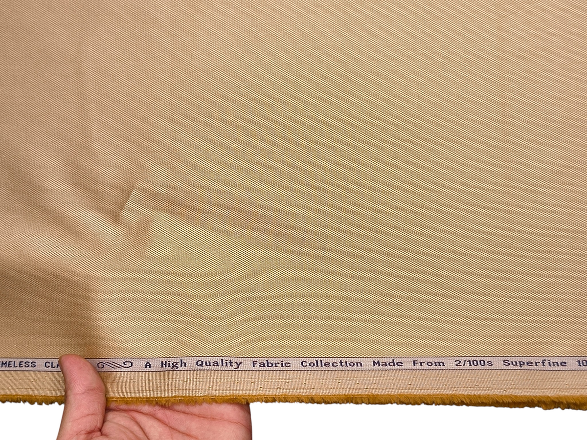 Arvind 2/100s Superfine Premium Cotton Shirting Fabric (Warm Beige, Dobby Design)
