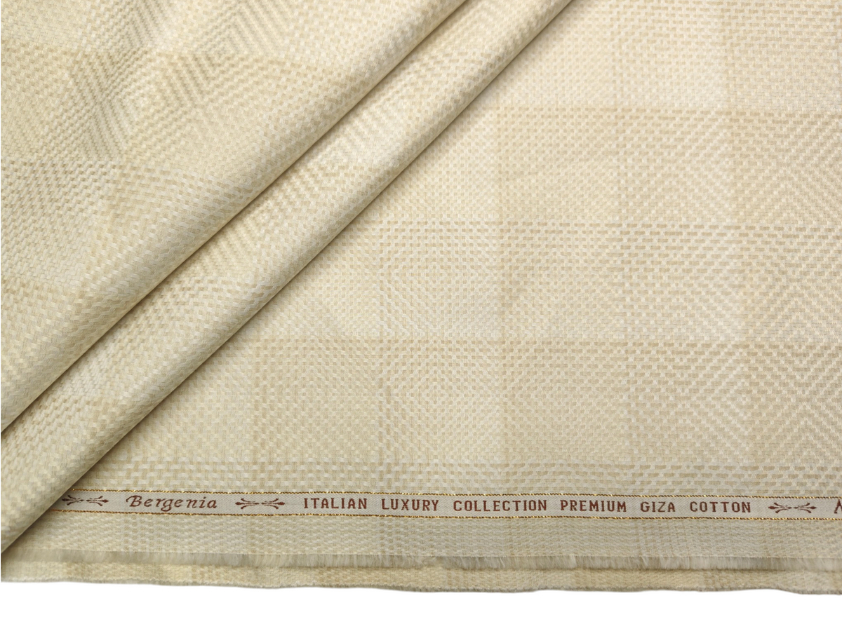 Arvind Bergenia Italian Luxury Collection 100% Premium Giza Cotton Shirting Fabric (Light Yellow, Jacquard Checks)