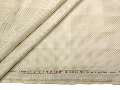 Arvind Bergenia Italian Luxury Collection 100% Premium Giza Cotton Shirting Fabric (Light Yellow, Jacquard Checks)