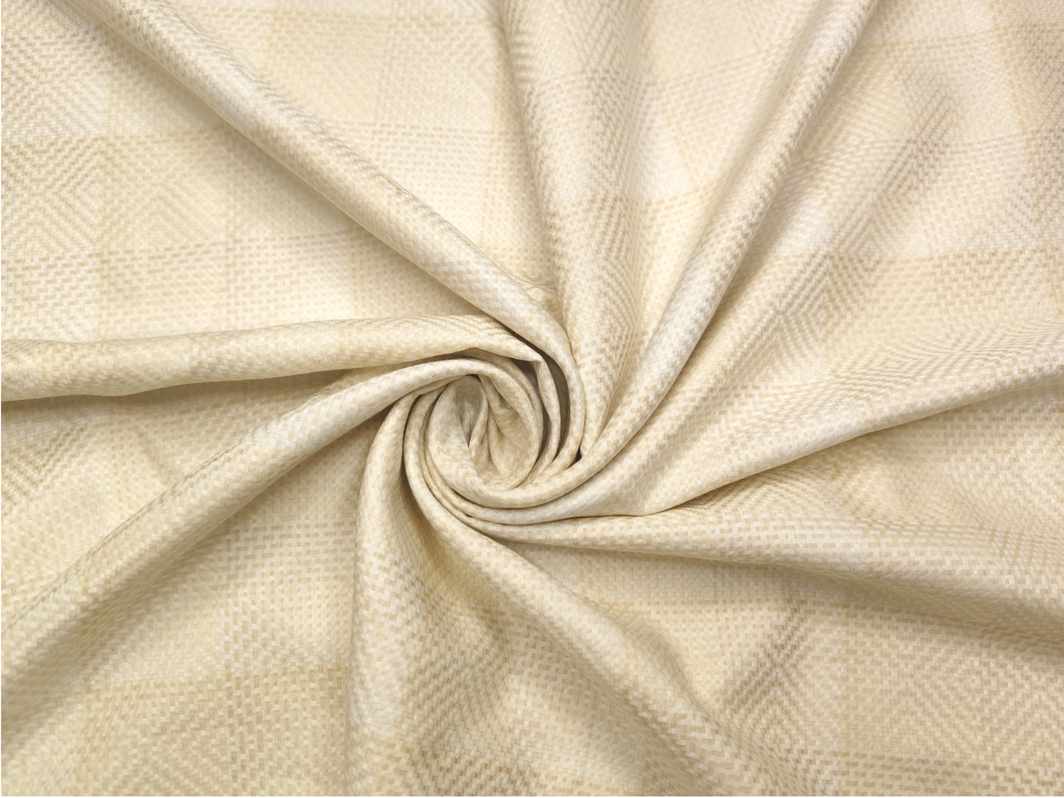 Arvind Bergenia Italian Luxury Collection 100% Premium Giza Cotton Shirting Fabric (Light Yellow, Jacquard Checks)