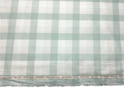 Arvind Bergenia Italian Luxury Collection 100% Premium Giza Cotton Shirting Fabric (Light Green, Multichecks)