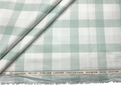Arvind Bergenia Italian Luxury Collection 100% Premium Giza Cotton Shirting Fabric (Light Green, Multichecks)