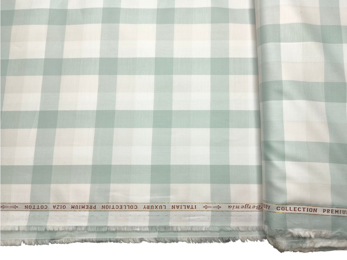 Arvind Bergenia Italian Luxury Collection 100% Premium Giza Cotton Shirting Fabric (Light Green, Multichecks)
