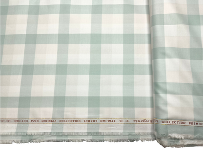 Arvind Bergenia Italian Luxury Collection 100% Premium Giza Cotton Shirting Fabric (Light Green, Multichecks)