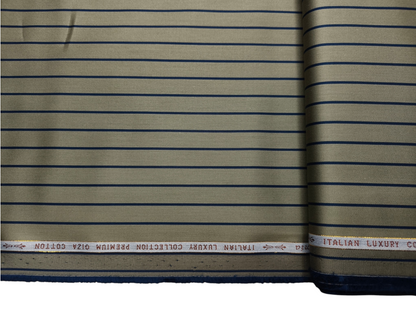 Arvind Bergenia Italian Luxury Collection 100% Premium Giza Cotton Shirting Fabric (Olive Green & Navy Blue, Stripes)