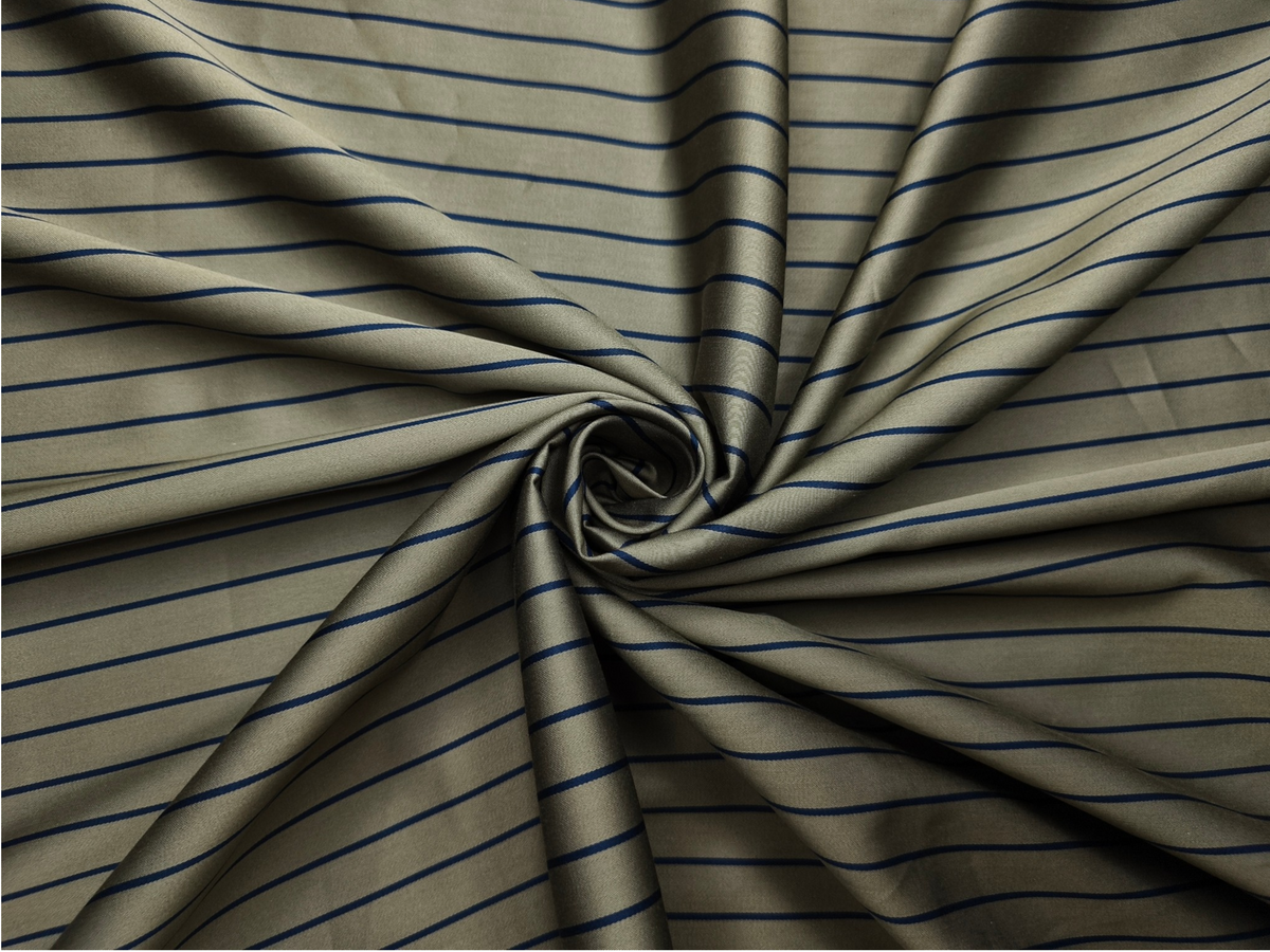Arvind Bergenia Italian Luxury Collection 100% Premium Giza Cotton Shirting Fabric (Olive Green & Navy Blue, Stripes)