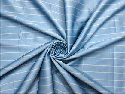 Arvind Bergenia Italian Luxury Collection 100% Premium Giza Cotton Shirting Fabric (Sky Blue & Light Grey , Stripes)