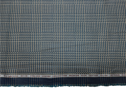 Arvind Bergenia Italian Luxury Collection 100% Premium Giza Cotton Shirting Fabric (Royal Blue & Golden, Jacquard Checks)