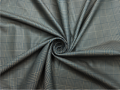Arvind Bergenia Italian Luxury Collection 100% Premium Giza Cotton Shirting Fabric (Royal Blue & Golden, Jacquard Checks)