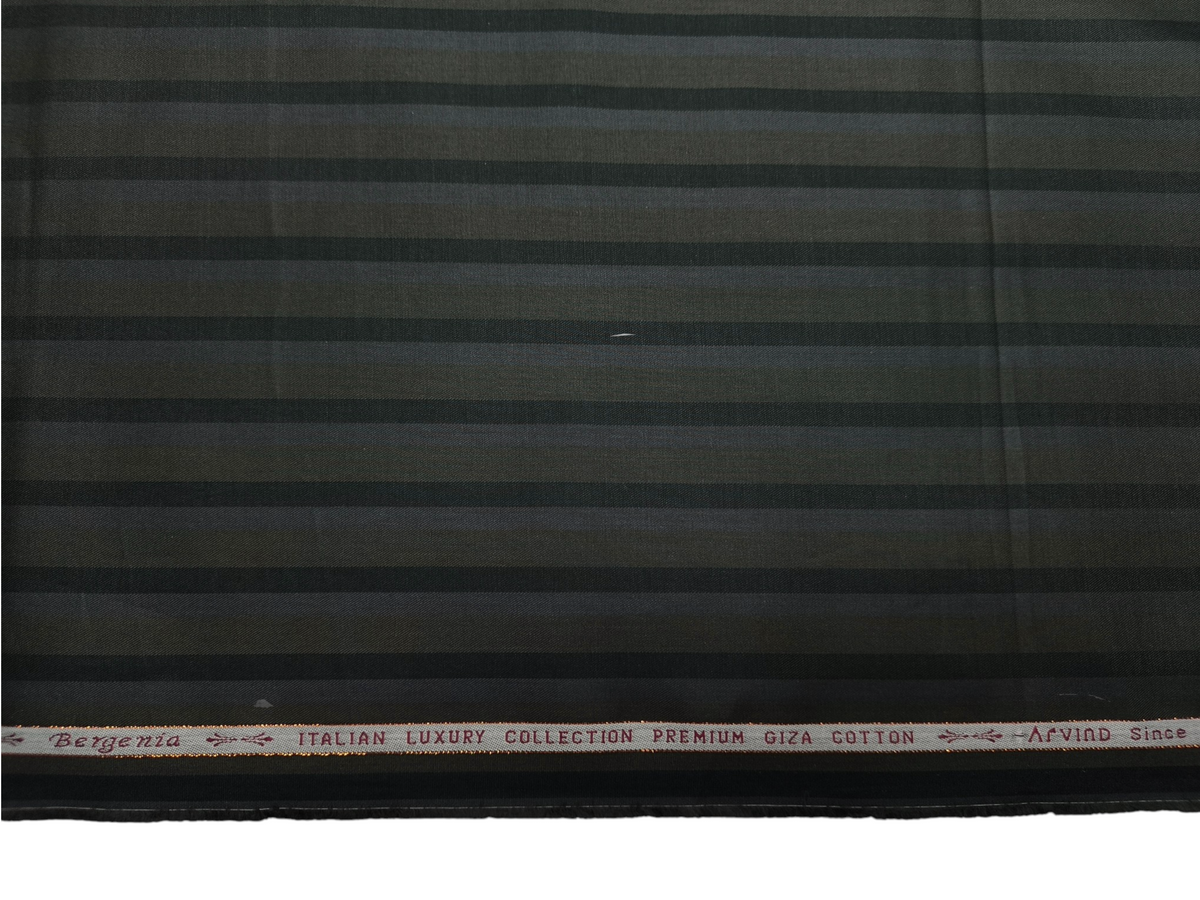 Arvind Bergenia Italian Luxury Collection 100% Premium Giza Cotton Shirting Fabric (Bottle Green, Multistripes)