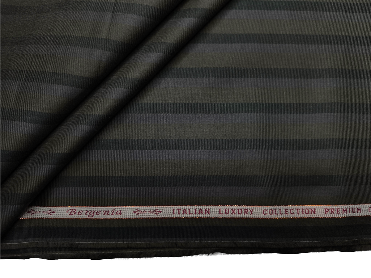 Arvind Bergenia Italian Luxury Collection 100% Premium Giza Cotton Shirting Fabric (Bottle Green, Multistripes)