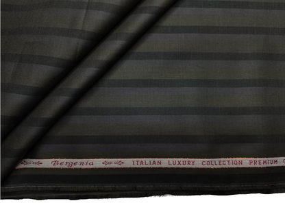 Arvind Bergenia Italian Luxury Collection 100% Premium Giza Cotton Shirting Fabric (Bottle Green, Multistripes)
