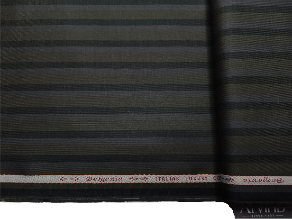 Arvind Bergenia Italian Luxury Collection 100% Premium Giza Cotton Shirting Fabric (Bottle Green, Multistripes)