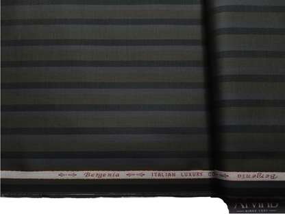 Arvind Bergenia Italian Luxury Collection 100% Premium Giza Cotton Shirting Fabric (Bottle Green, Multistripes)