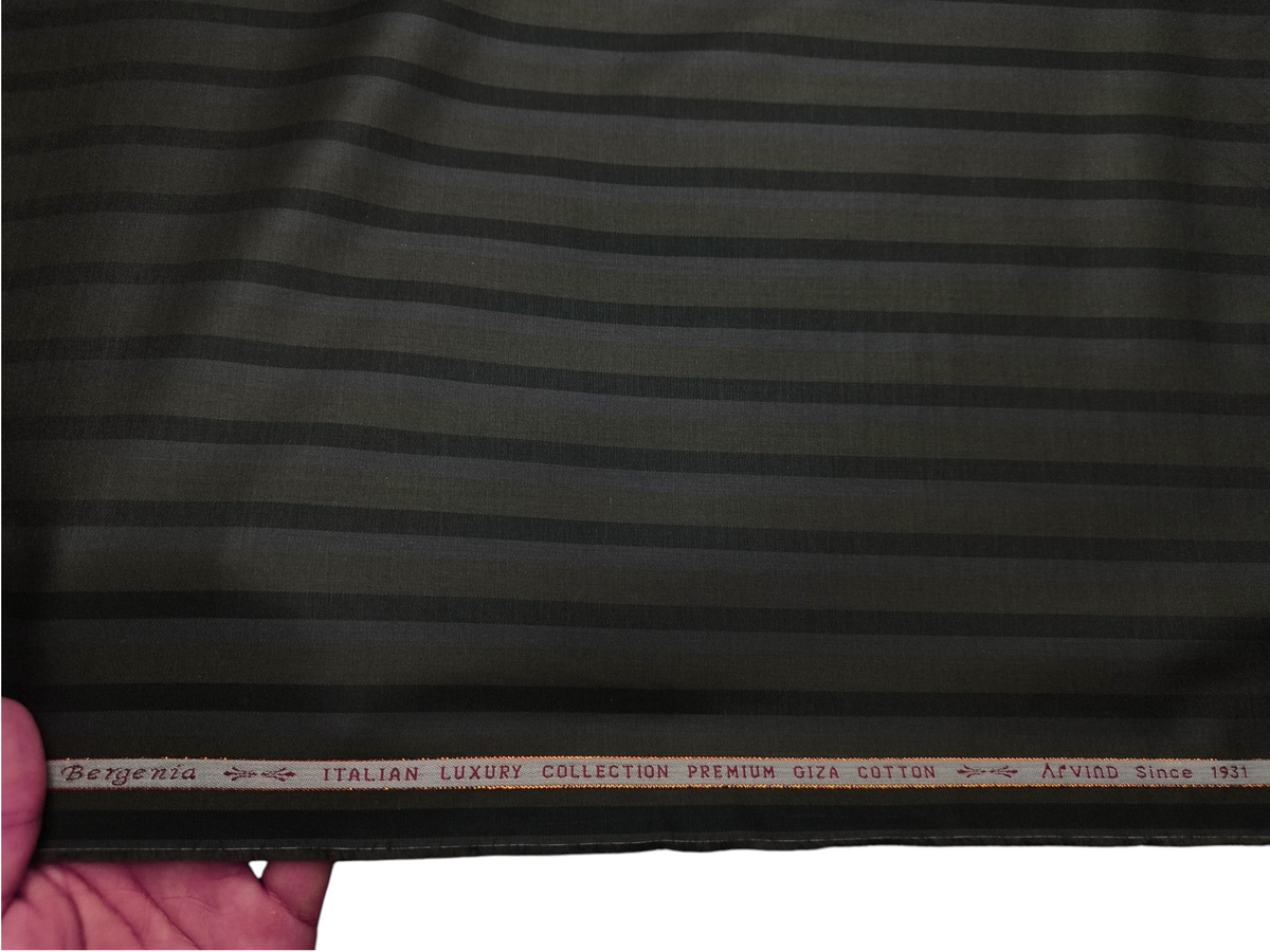 Arvind Bergenia Italian Luxury Collection 100% Premium Giza Cotton Shirting Fabric (Bottle Green, Multistripes)