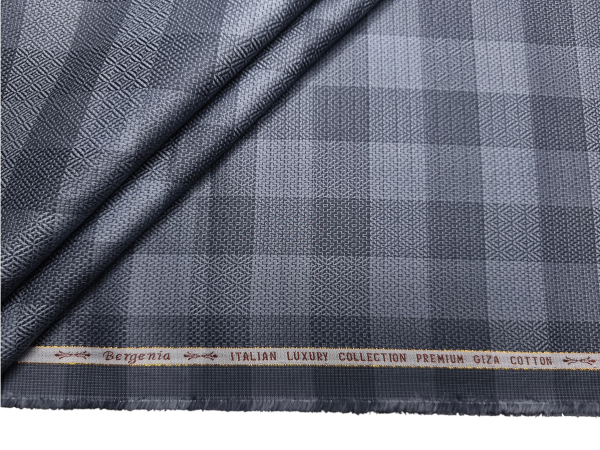 Arvind Bergenia Italian Luxury Collection 100% Premium Giza Cotton Shirting Fabric (Powder Dark Blue, Patterned Checks)
