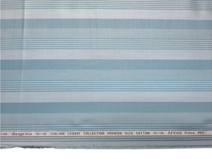 Arvind Bergenia Italian Luxury Collection 100% Premium Giza Cotton Shirting Fabric (Teal Blue, Patterned Stripes)