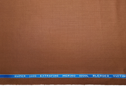 Georgia Gullini Italy Carino 45% Wool Super 110s Merino Wool Blended Premium Suiting Fabric (Rust, Plain)