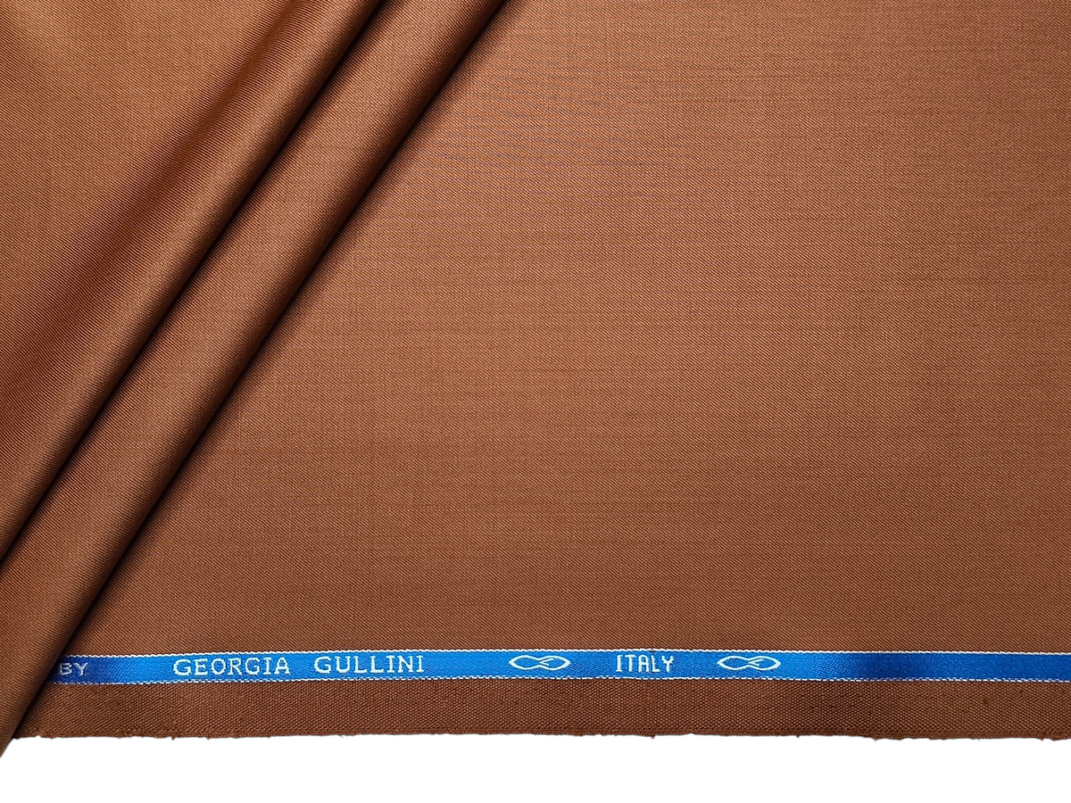 Georgia Gullini Italy Carino 45% Wool Super 110s Merino Wool Blended Premium Suiting Fabric (Rust, Plain)