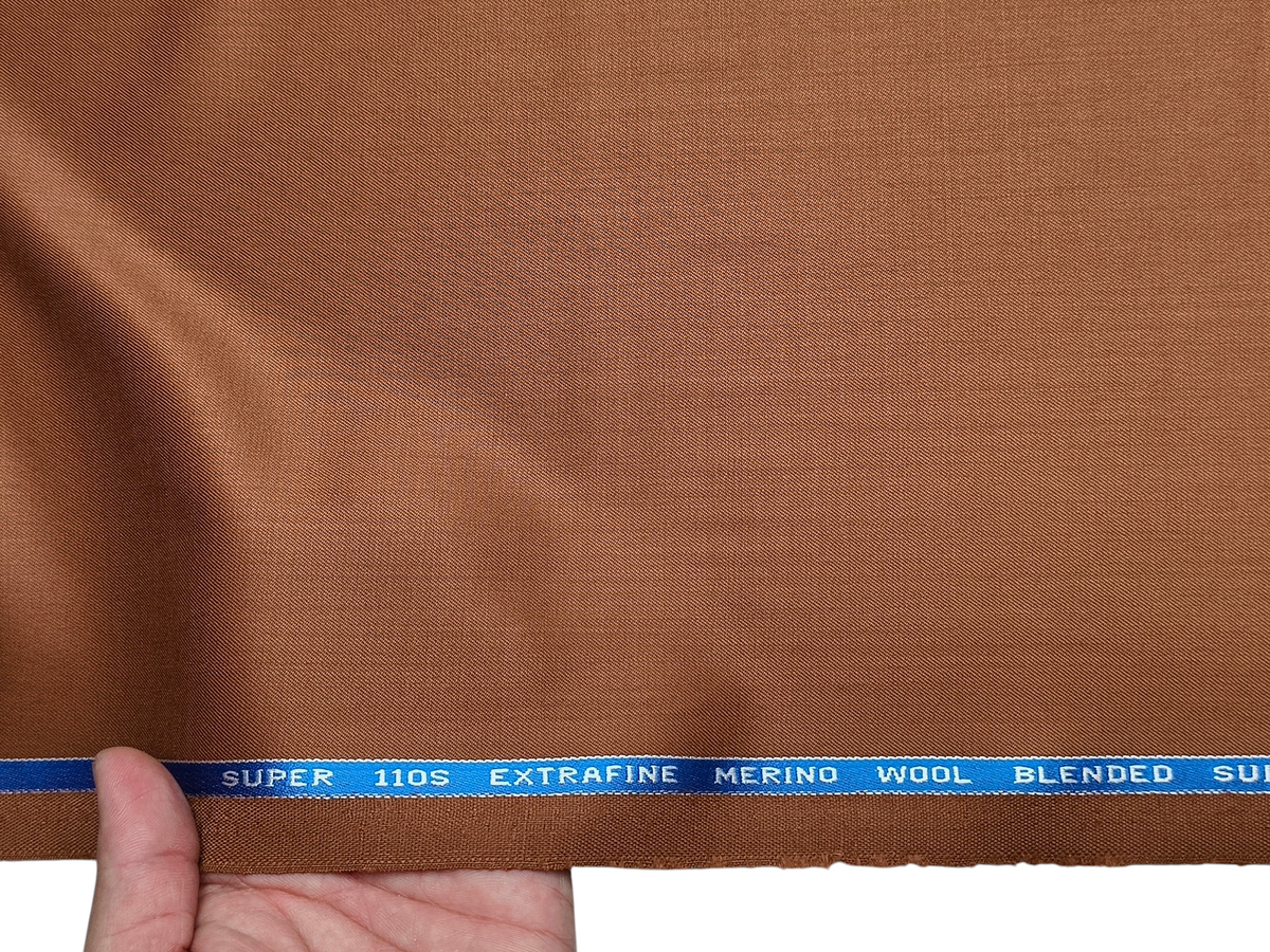 Georgia Gullini Italy Carino 45% Wool Super 110s Merino Wool Blended Premium Suiting Fabric (Rust, Plain)