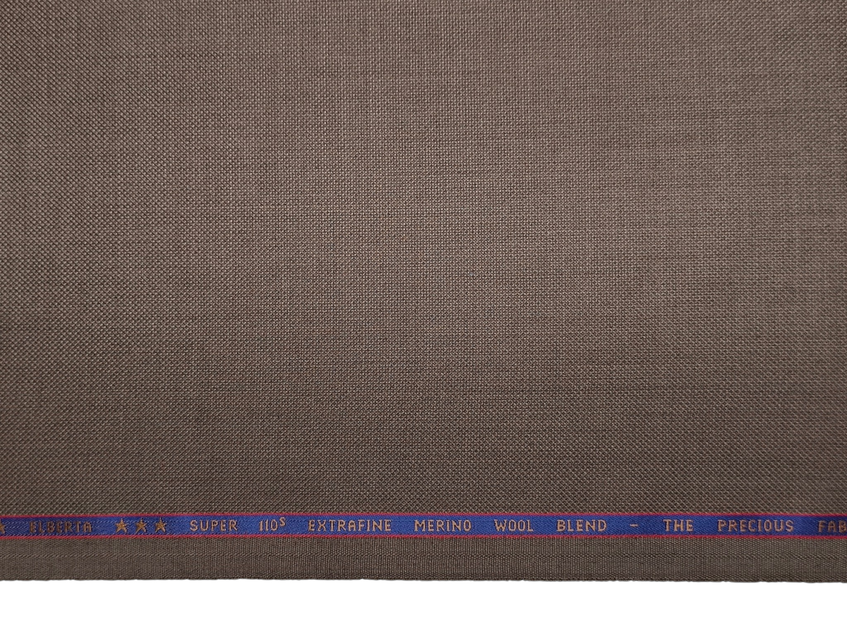 Georgia Gullini Italy Elberta Super 110s Merino Wool Blended Premium Suiting Fabric (Light Taupe, Textured)