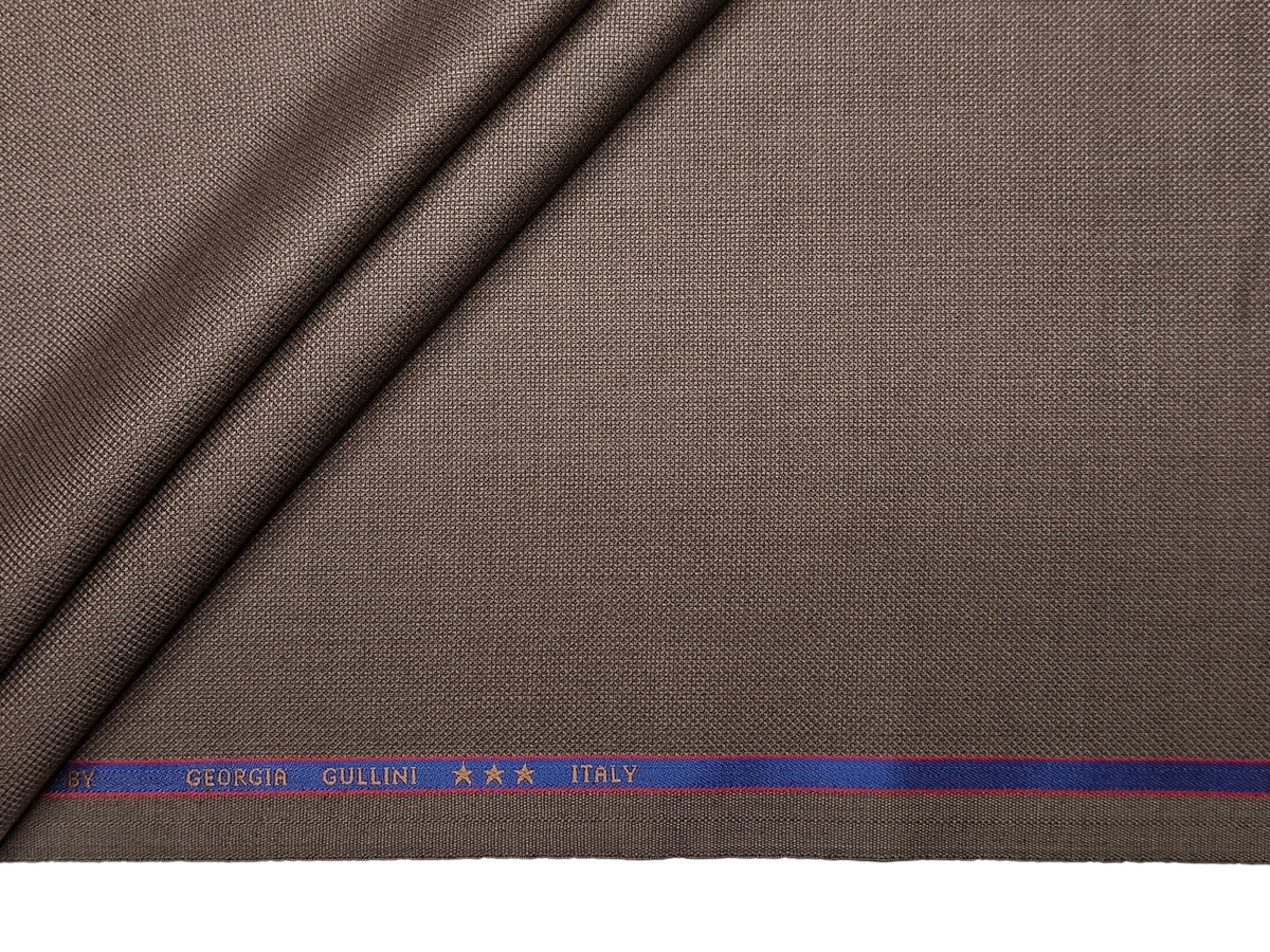 Georgia Gullini Italy Elberta Super 110s Merino Wool Blended Premium Suiting Fabric (Light Taupe, Textured)