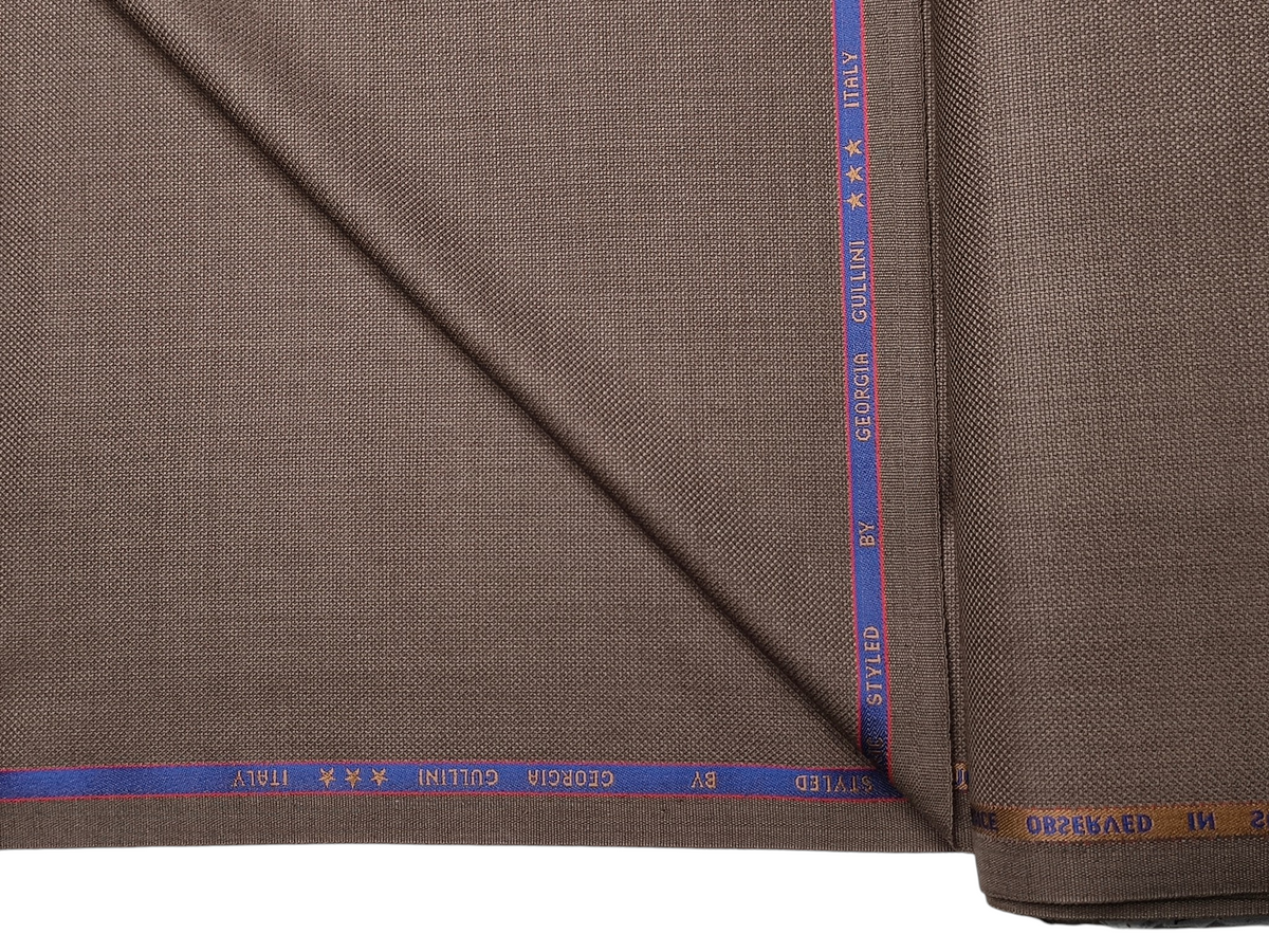 Georgia Gullini Italy Elberta Super 110s Merino Wool Blended Premium Suiting Fabric (Light Taupe, Textured)