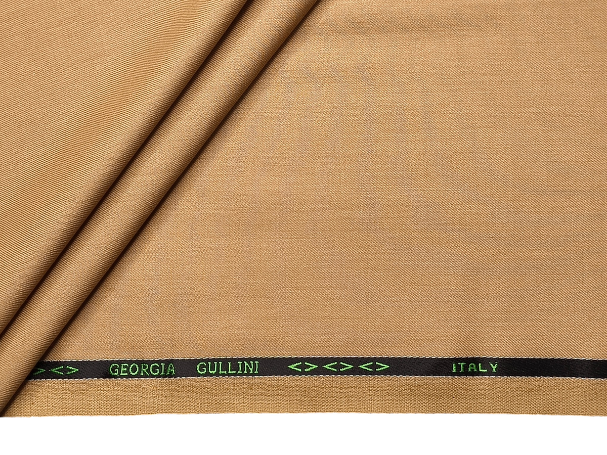 Georgia Gullini Italy Enamored Collection Super 90s Superfine Merino Wool Blended Premium Suiting Fabric (Camel Beige , Plain)