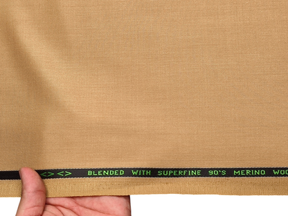 Georgia Gullini Italy Enamored Collection Super 90s Superfine Merino Wool Blended Premium Suiting Fabric (Camel Beige , Plain)