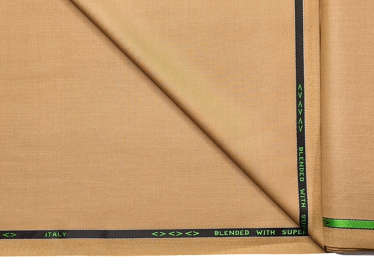 Georgia Gullini Italy Enamored Collection Super 90s Superfine Merino Wool Blended Premium Suiting Fabric (Camel Beige , Plain)