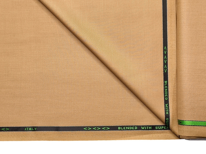 Georgia Gullini Italy Enamored Collection Super 90s Superfine Merino Wool Blended Premium Suiting Fabric (Camel Beige , Plain)