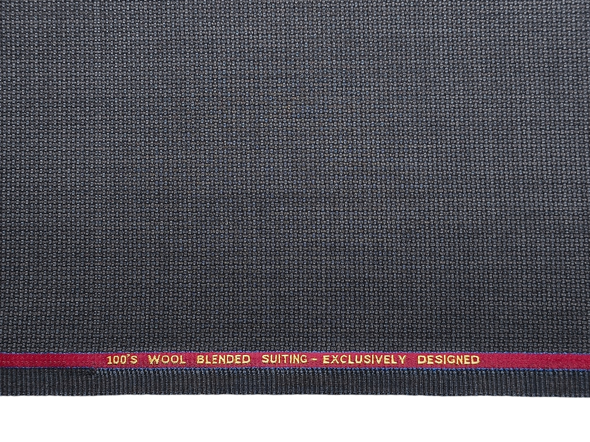 Georgia Gullini Italy Maestro Super 100s Merino Wool Blended Premium Suiting Fabric (Charcoal Grey , Hopsack Weave)