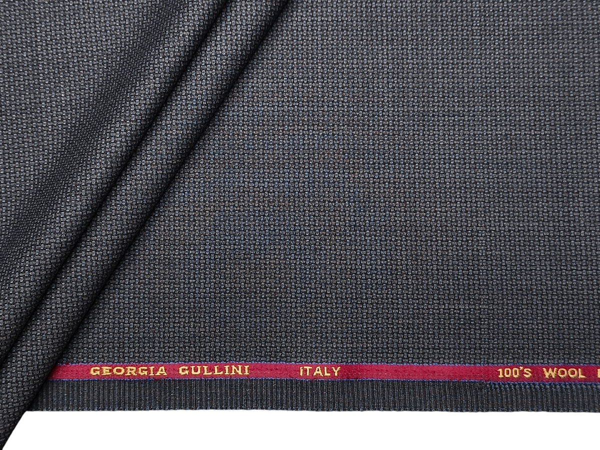 Georgia Gullini Italy Maestro Super 100s Merino Wool Blended Premium Suiting Fabric (Charcoal Grey , Hopsack Weave)