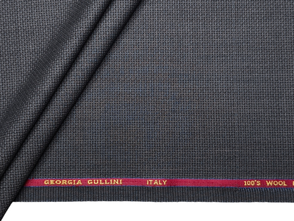Georgia Gullini Italy Maestro Super 100s Merino Wool Blended Premium Suiting Fabric (Charcoal Grey , Hopsack Weave)