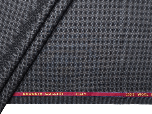 Georgia Gullini Italy Maestro Super 100s Merino Wool Blended Premium Suiting Fabric (Charcoal Grey , Hopsack Weave)