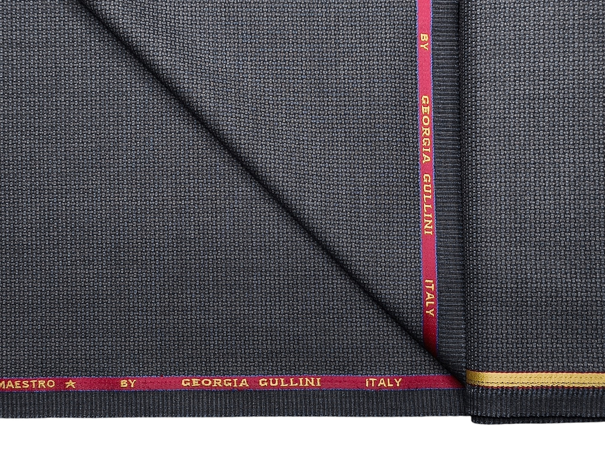 Georgia Gullini Italy Maestro Super 100s Merino Wool Blended Premium Suiting Fabric (Charcoal Grey , Hopsack Weave)