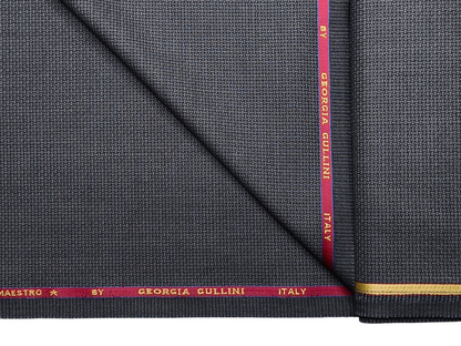 Georgia Gullini Italy Maestro Super 100s Merino Wool Blended Premium Suiting Fabric (Charcoal Grey , Hopsack Weave)