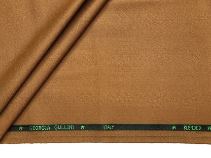 Georgia Gullini Italy Enamored Collection Super 90s Superfine Merino Wool Blended Premium Suiting Fabric (Camel Brown, Crepe Weave)