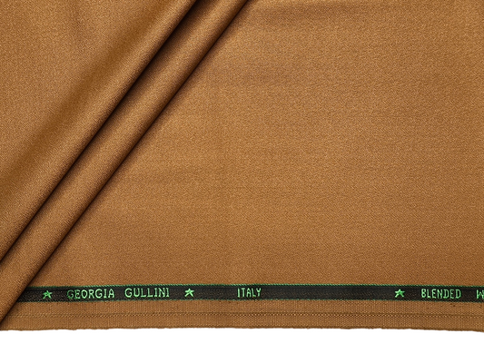 Georgia Gullini Italy Enamored Collection Super 90s Superfine Merino Wool Blended Premium Suiting Fabric (Camel Brown, Crepe Weave)