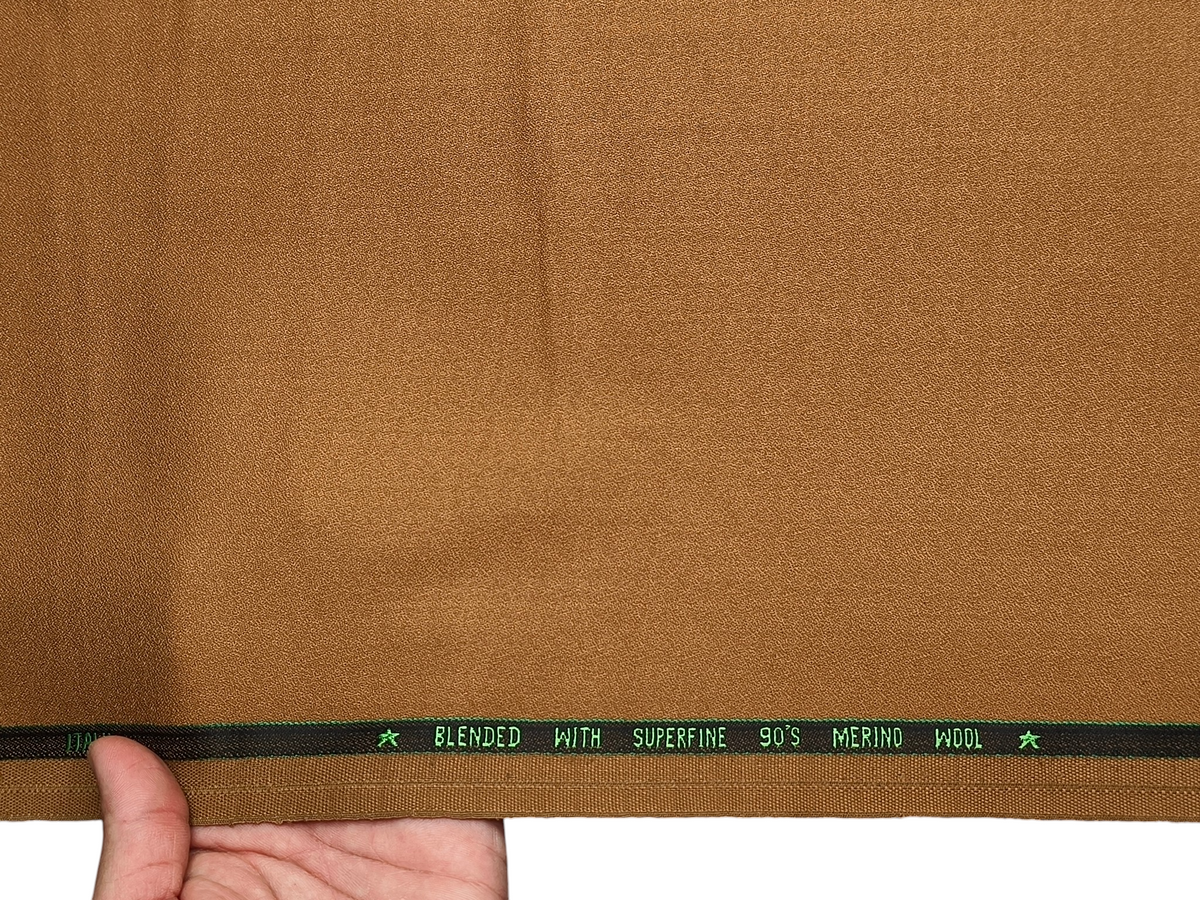 Georgia Gullini Italy Enamored Collection Super 90s Superfine Merino Wool Blended Premium Suiting Fabric (Camel Brown, Crepe Weave)