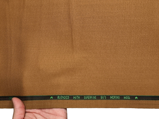 Georgia Gullini Italy Enamored Collection Super 90s Superfine Merino Wool Blended Premium Suiting Fabric (Camel Brown, Crepe Weave)