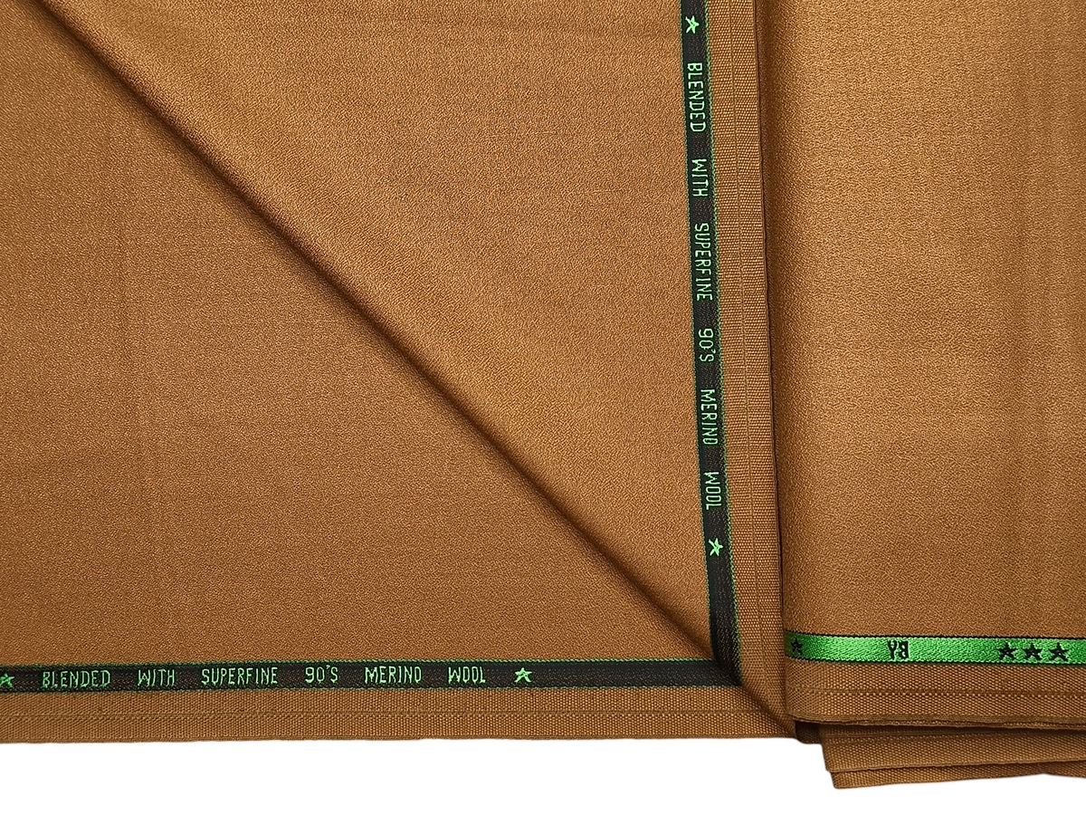 Georgia Gullini Italy Enamored Collection Super 90s Superfine Merino Wool Blended Premium Suiting Fabric (Camel Brown, Crepe Weave)