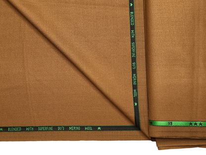 Georgia Gullini Italy Enamored Collection Super 90s Superfine Merino Wool Blended Premium Suiting Fabric (Camel Brown, Crepe Weave)