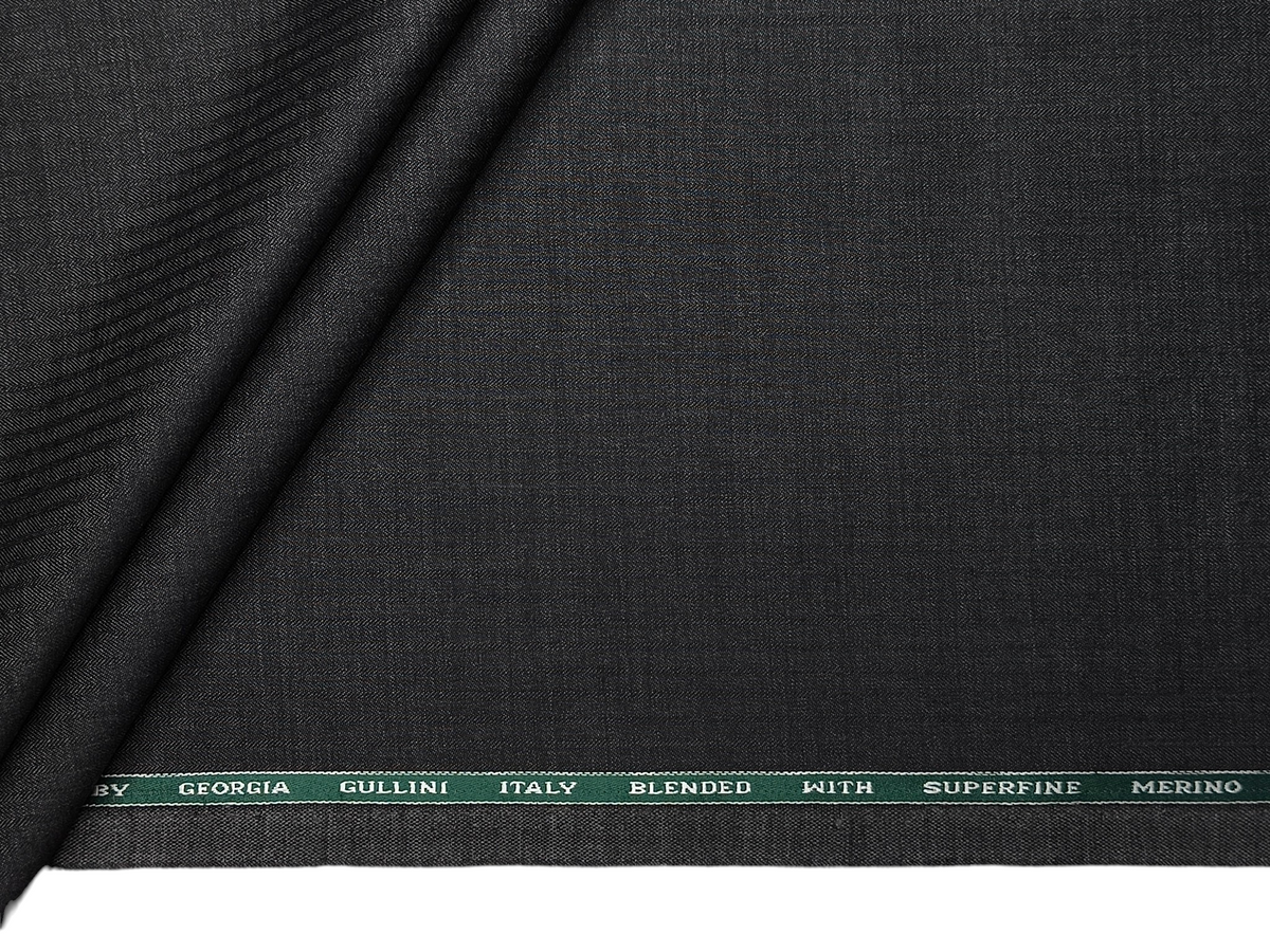 Georgia Gullini Italy Royal Opera Superfine Merino Wool Blended Premium Suiting Fabric (Grey, Silent Stripes)