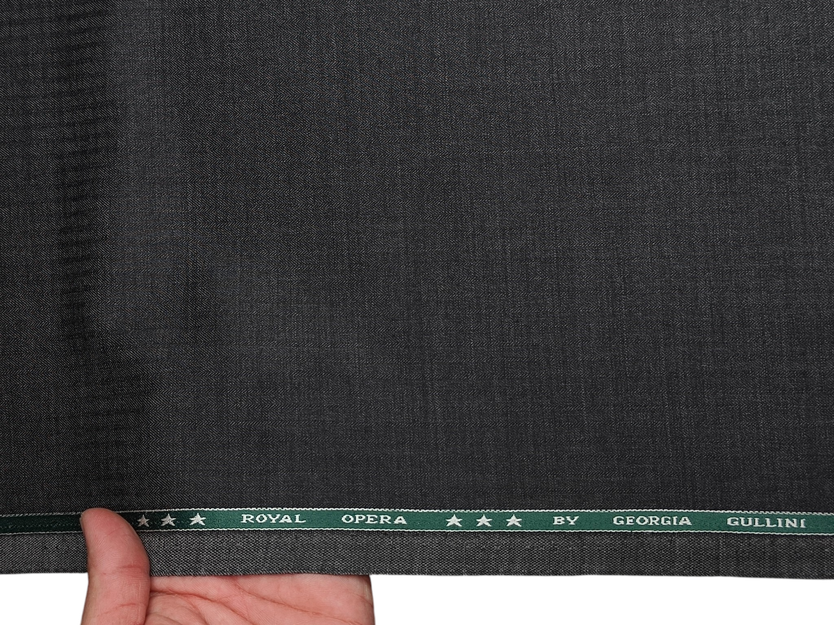 Georgia Gullini Italy Royal Opera Superfine Merino Wool Blended Premium Suiting Fabric (Grey, Silent Stripes)